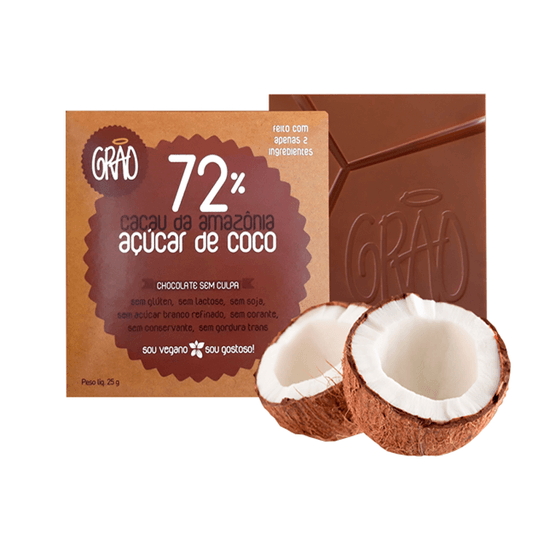 Chocolate Tablete - 72% Açúcar de Coco Grão Chocolates 25g