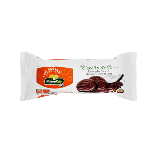 Biscoito Sabor Coco Com Chocolate Sem Glúten Natural Life - 140g