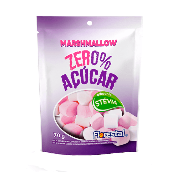 Marshmallow Morango Zero Açúcar Stevia Florestal - 70g