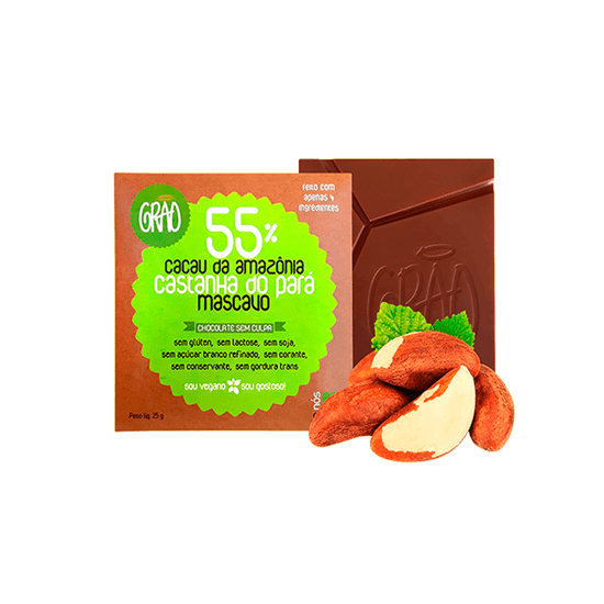 Chocolate Tablete - 55% Mascavo + Castanha Grão Chocolates 25g