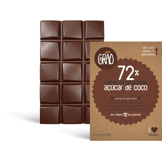 Chocolate Tablete - - 72% Cacau e Açúcar de Coco 80g Grão Chocolates