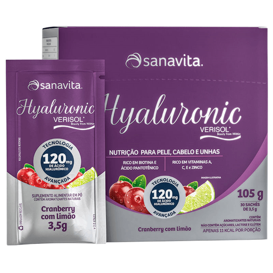 Colágeno Hialurônico Verisol Cranberry Com Limão Sanavita - 120mg