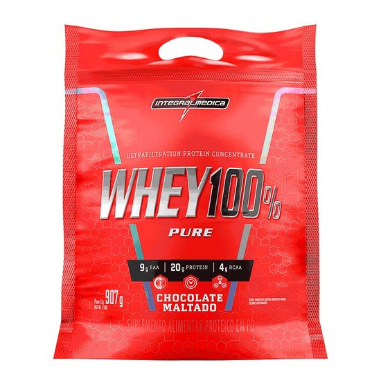 Whey - 100% Pure Pouch Chocolate Maltado Integralmedica 907g