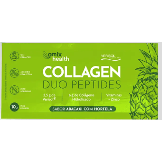 Collagen Duo Peptides Verisol Abacaxi Com Hortelã Sache Omix - 10g