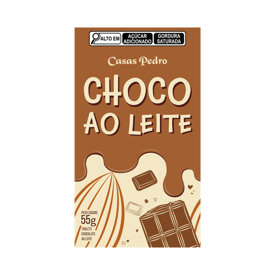 Barra de Chocolate Ao Leite Casas Pedro - 55g